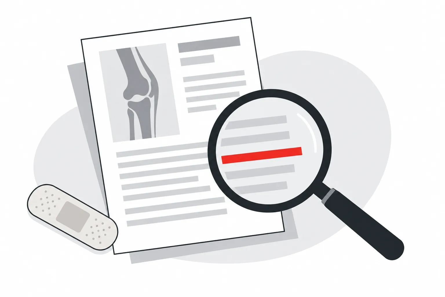 재물손괴 사건의 기록과 쟁점 확인을 표현한 일러스트